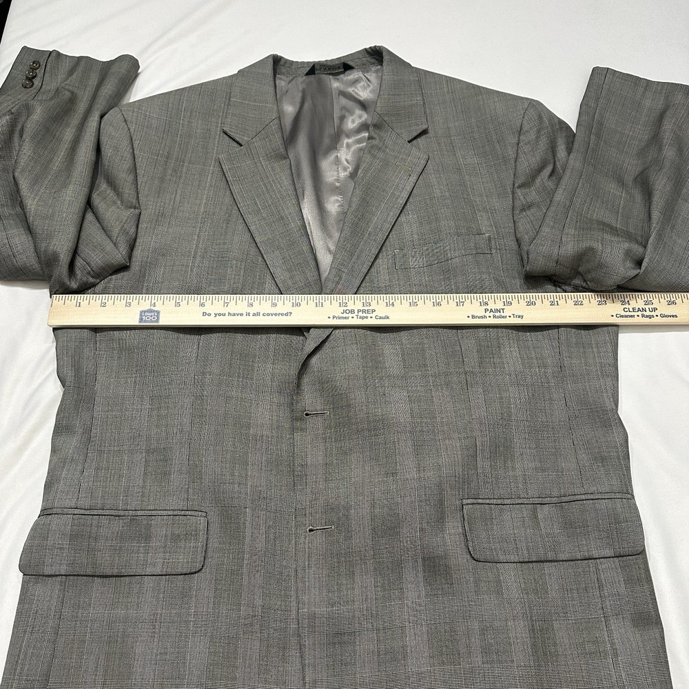 Jos. A. Bank Gray Check Wool Men's Blazer 48 Regular Single-Breasted Two-Button - Picture 8 of 15